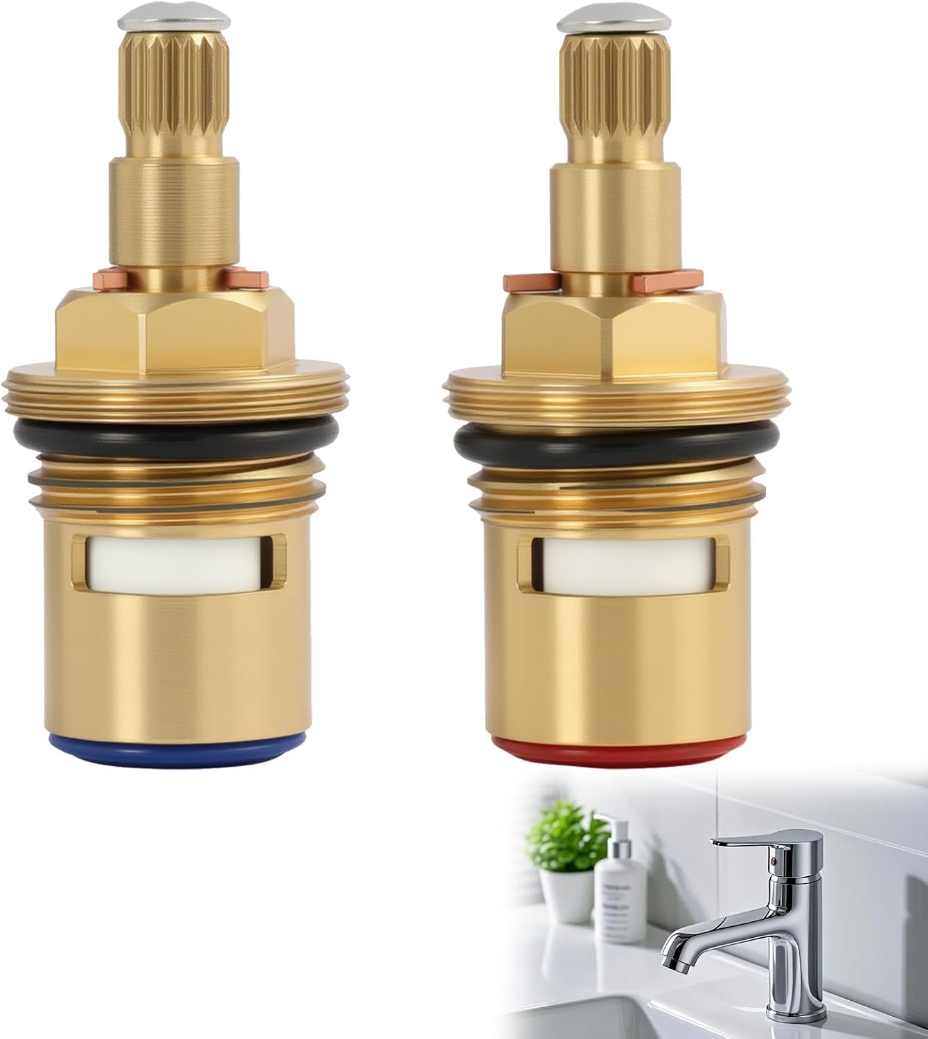2er-pack Universelle 1/2"-armaturenköpfe Mit 20 Zähnen, 49 Mm Höhe, 18 Mm Keilwellenlänge, 7,6 Mm Durchmesser, Kompatibel Mit Vierteldreharmaturen Aus Messing Und Keramik, Für Bad Und Küche