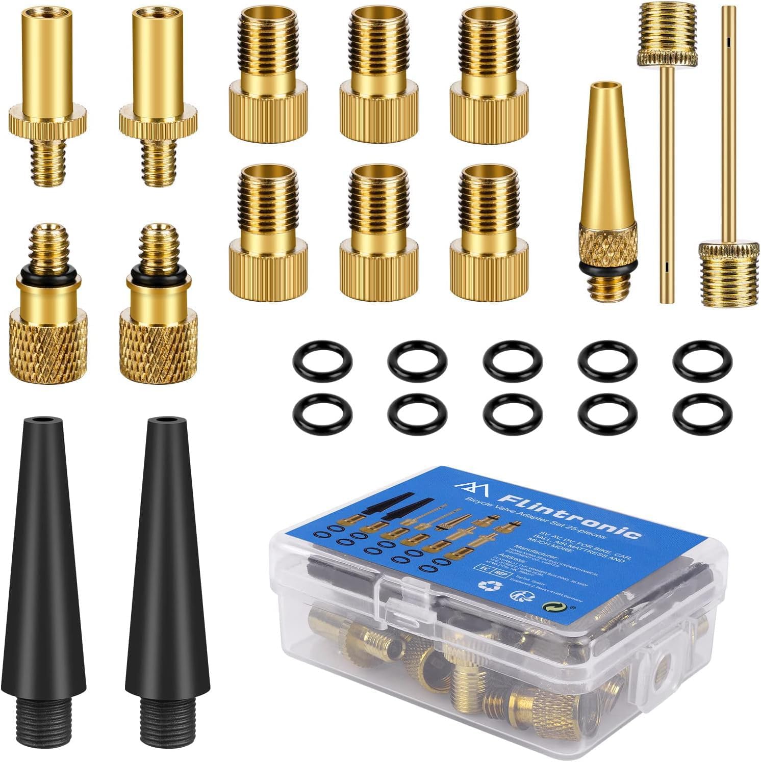25-teiliges Set Fahrradpumpenadapter, Fahrradventiladapter Dv Av Sv, Fahrradpumpenventilverbinder, Nadeladapter Für Ballpumpen/luftpumpen/kompressoren
