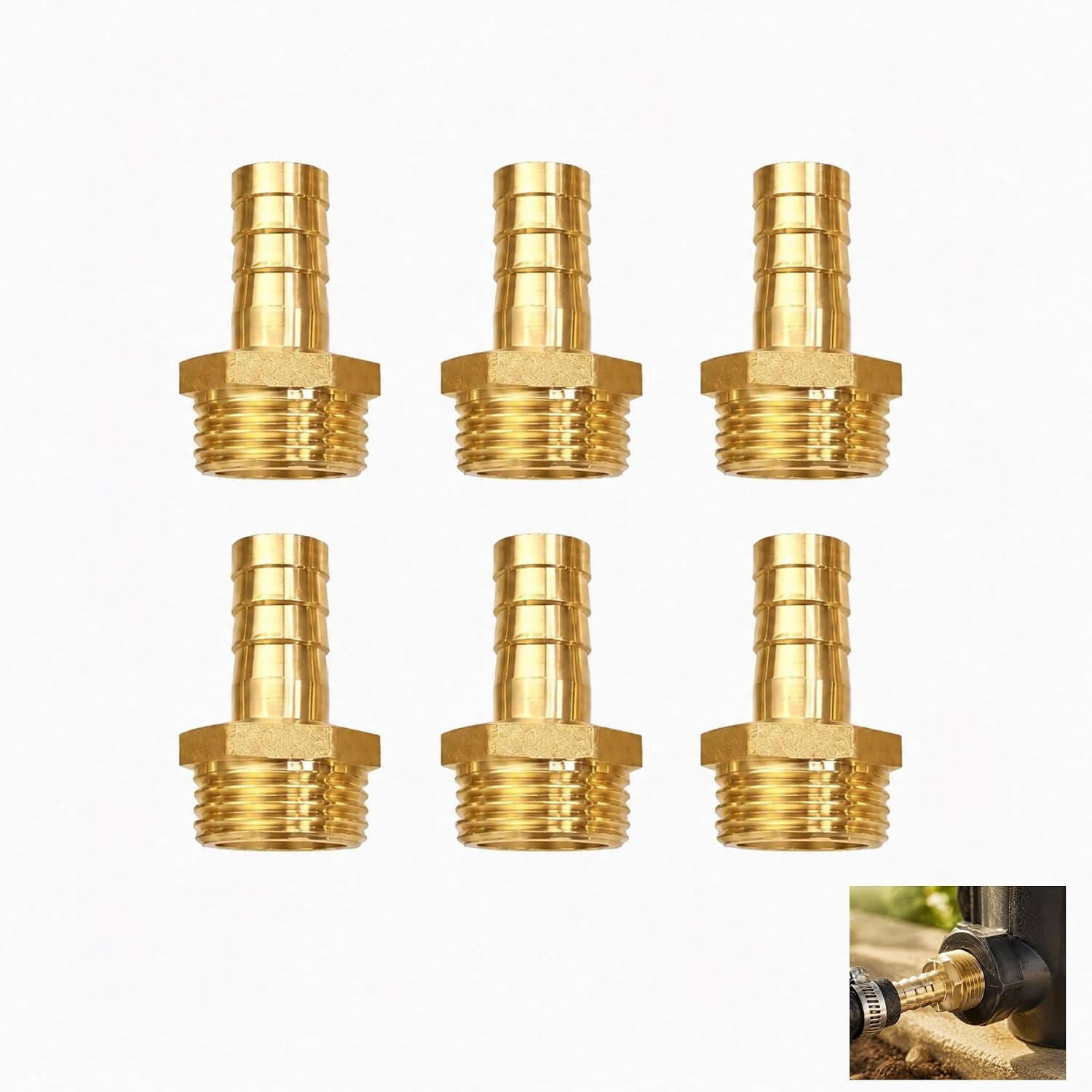 6-teiliges Messing-schlauchverschraubungsset, G1/2-außengewinde Auf 12-mm-schlauch, 1/2"-messing-schlauchverbinder Mit Gewinde, Sanitärschlauchadapter, 1/2"-gartenschlauchverbinder, Wasserpumpenanschl
