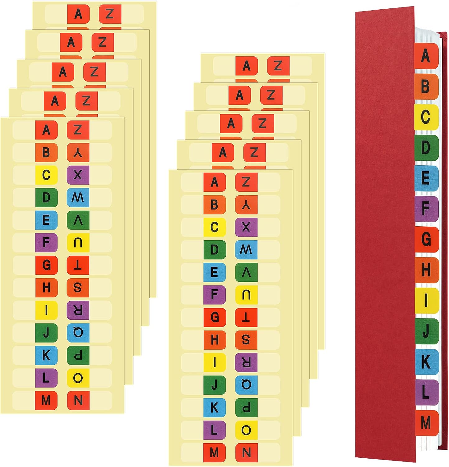 Packung Mit 260 Alphabetischen Registerkarten Von A Bis Z - Mehrfarbig - 2,5 Cm - Selbstklebende Alphabetische Registerkarten - Für Notizbücher, Ordner, Seiten Und Ringbücher