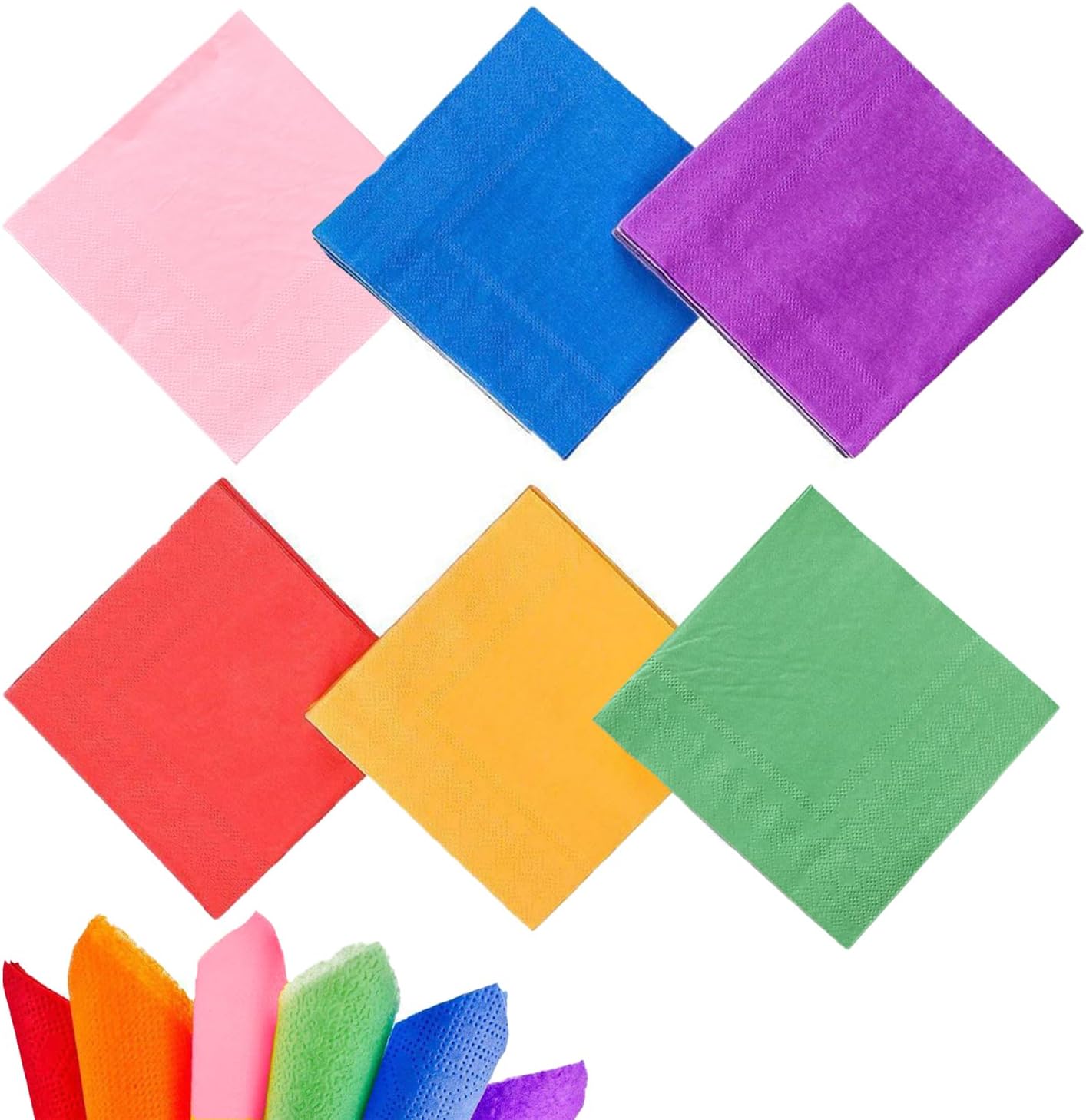 Set Mit 60 Mehrfarbigen Quadratischen Servietten (25 X 25 Cm) Für Geburtstage, Hochzeiten Und Familienfeiern