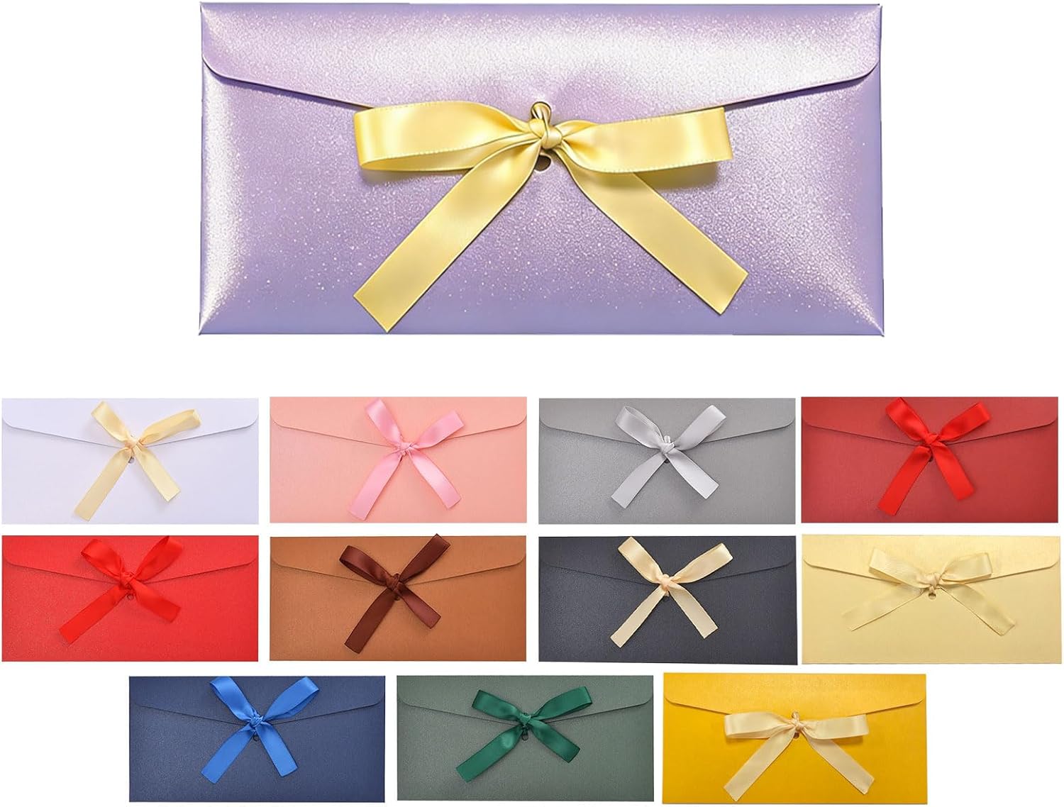 12 Bunte Retro-geschenkumschläge – Kraftpapier-umschlagset Mit Schleife, 22 X 11 Cm, Für Grußkarten, Hochzeitseinladungen, Weihnachten, Geburtstage, Kuchen – Festliche Dekorationen
