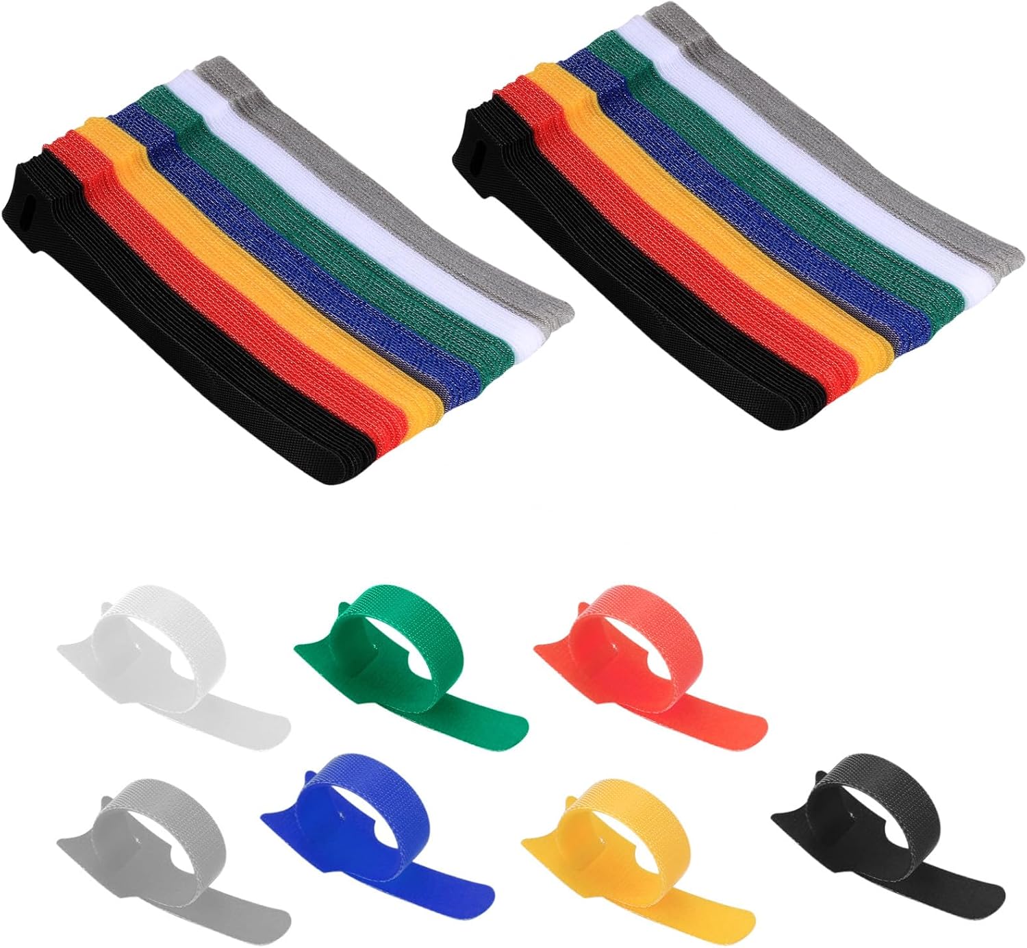 140 Wiederverwendbare Kabelbinder, Nylon-kabelclips, Klett-kabelklemmen, Kabelorganisator-clips, Kabelmanagement Für Zuhause Und Büro – 7 Farben