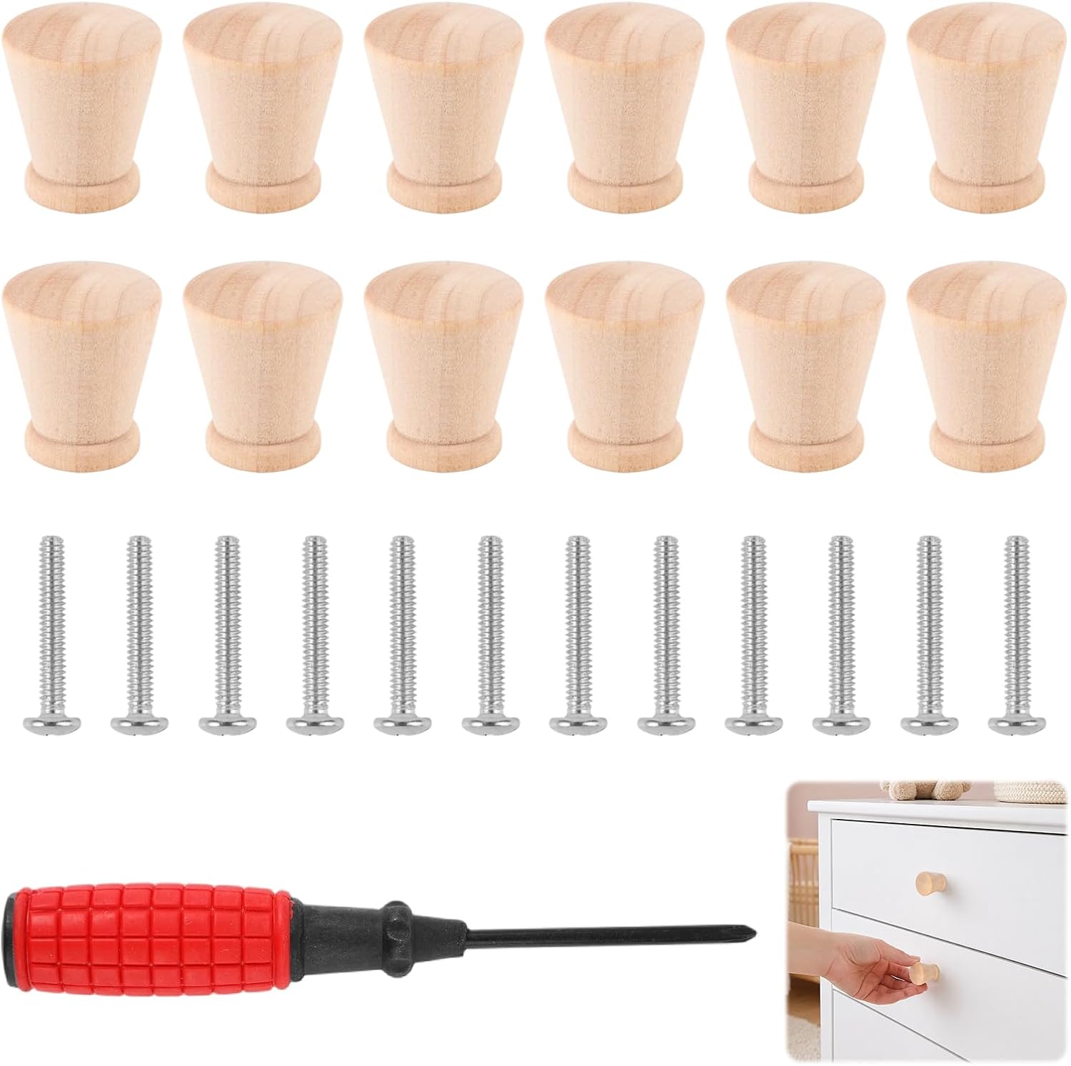 12 Universelle Holzmöbelknöpfe, 2,4 × 2,1 Cm Griffe Mit Schrauben