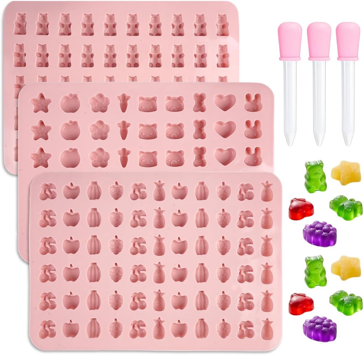 3-teilige Silikon-süßigkeitenformen, Mini-gummibärchenformen