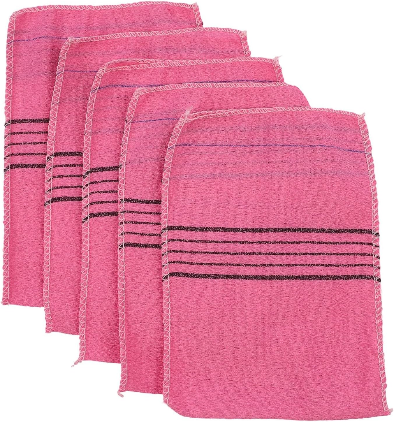 Set Mit 5 Koreanischen Peeling-waschlappen Für Die Tiefenreinigung - Weiche Duschtücher Aus Baumwoll-polyester-mischgewebe - 14 X 18,5 Cm (rosa)