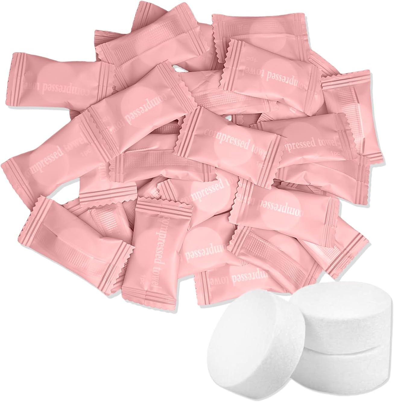 120 Komprimierte Einweg-handtücher, Tragbare, Flauschig-weiche Baumwollhandtücher, Mini-reinigungstücher Für Zuhause, Camping, Kosmetikstudio Und Reisen Rosa
