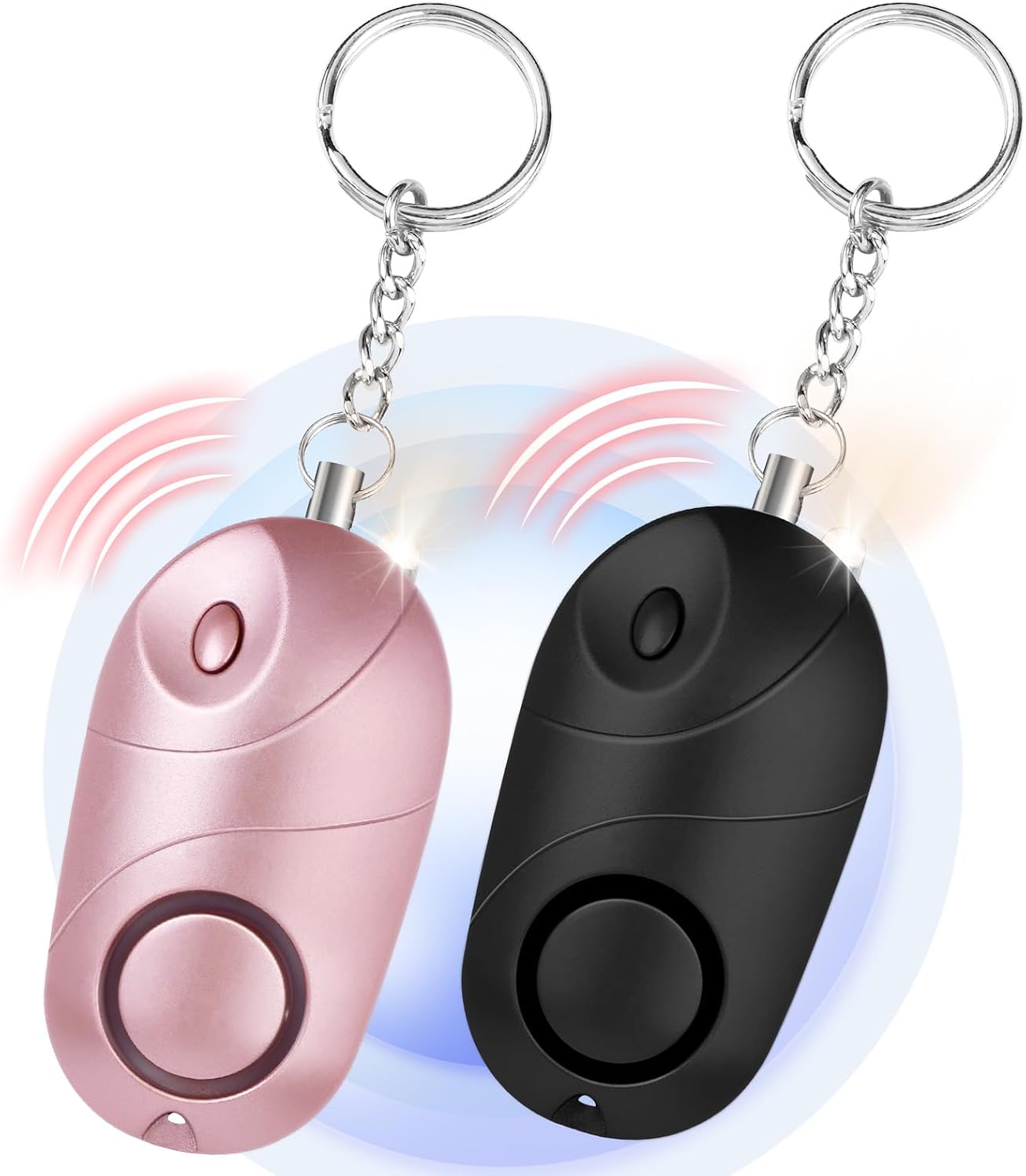 Persönlicher Notfallalarm, 2 Stück 140 Db Sicherheitsalarm, Mit Led-leuchten, Tragbare Schlüsselanhänger-taschenlampe Für Kinder, Frauen, Senioren Und Jogger