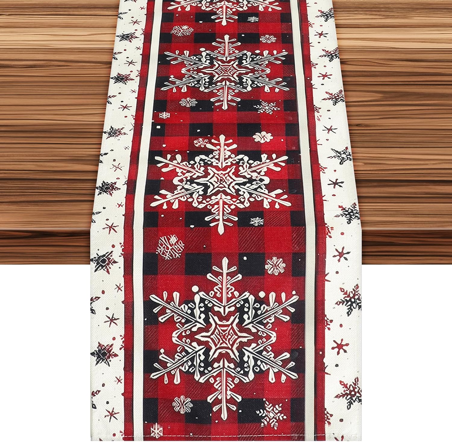 Weihnachtstischläufer – Trendiger Schneemann – Rot – Schneeflocke – Winterliche Küchentischdekoration – 33 X 180 Cm