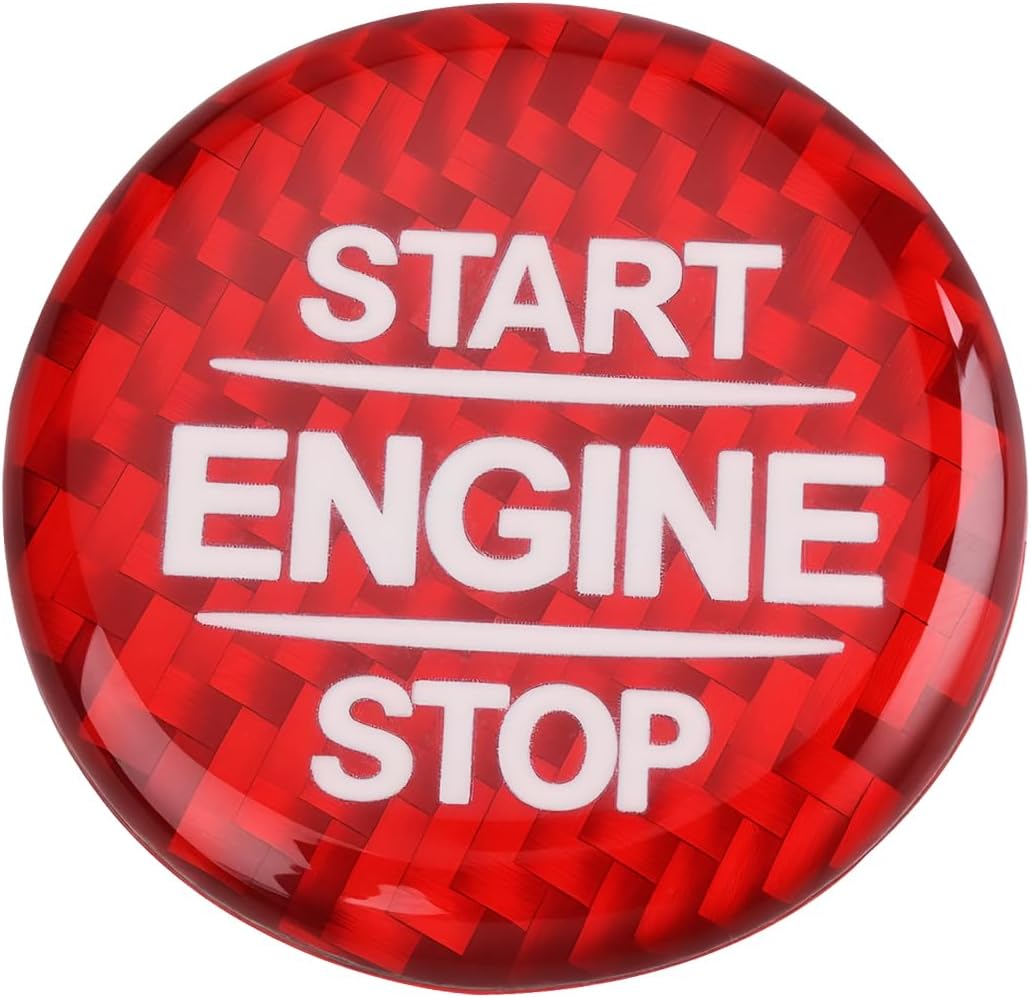 Motorstart-/stoppknopf-aufkleber Aus Kohlefaser, 2,95 X 2,95 Cm, Kompatibel Mit Mercedes-benz A-klasse W177 (rot)