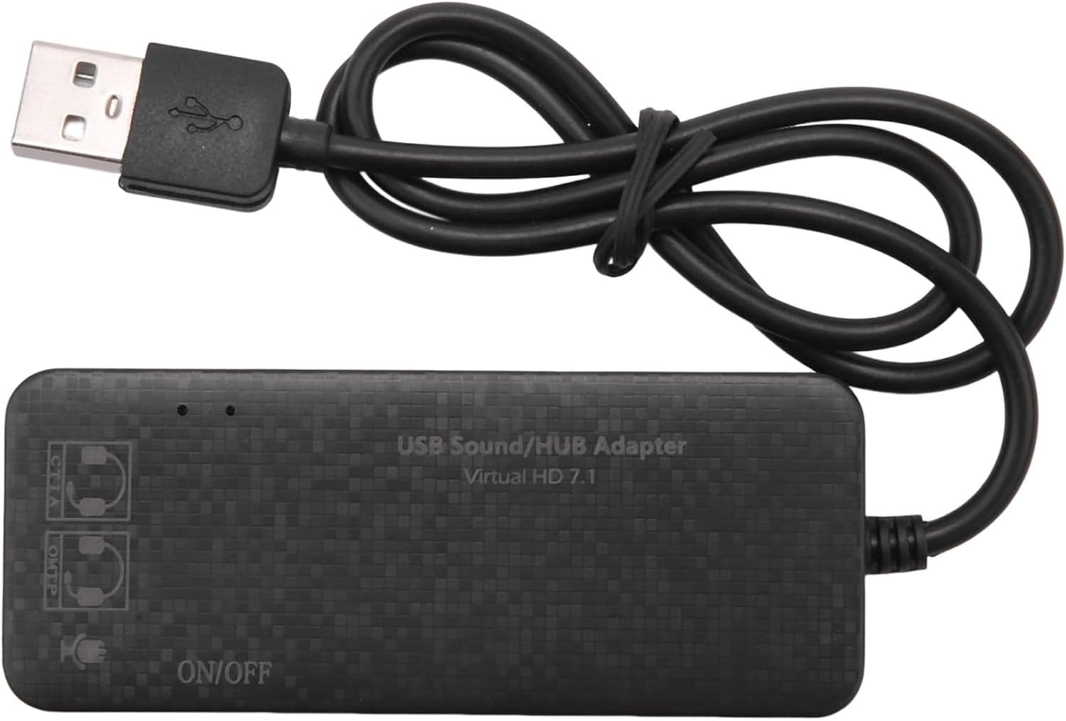 Externer 7.1-kanal-soundkarten-adapter Mit 3 Usb 2.0-anschlüssen Für Pc, Kopfhörer Und Mikrofon (schwarz)