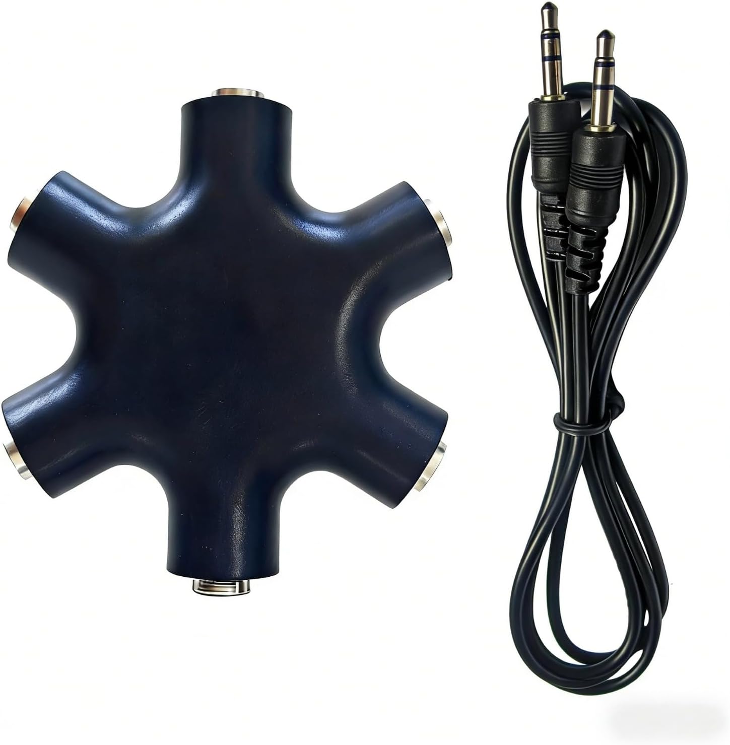 6-port 3,5-mm-audio-splitter-adapter Mit 20 Cm Kabel Für Kopfhöreranschluss Und Lautsprecher, Mehrfach-audio-sharing, Schwarz