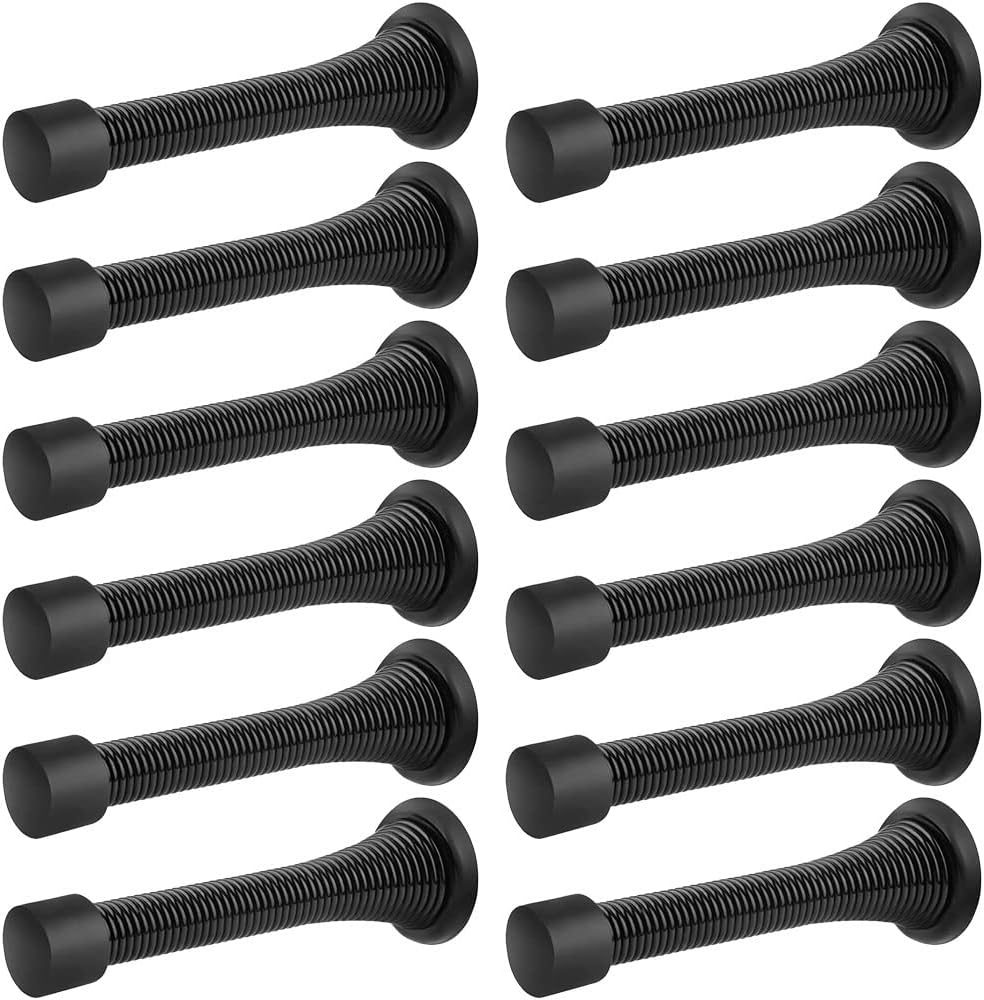Set Mit 12 Flexiblen, Federbelasteten Türstoppern Mit Schwarzen Gummispitzen