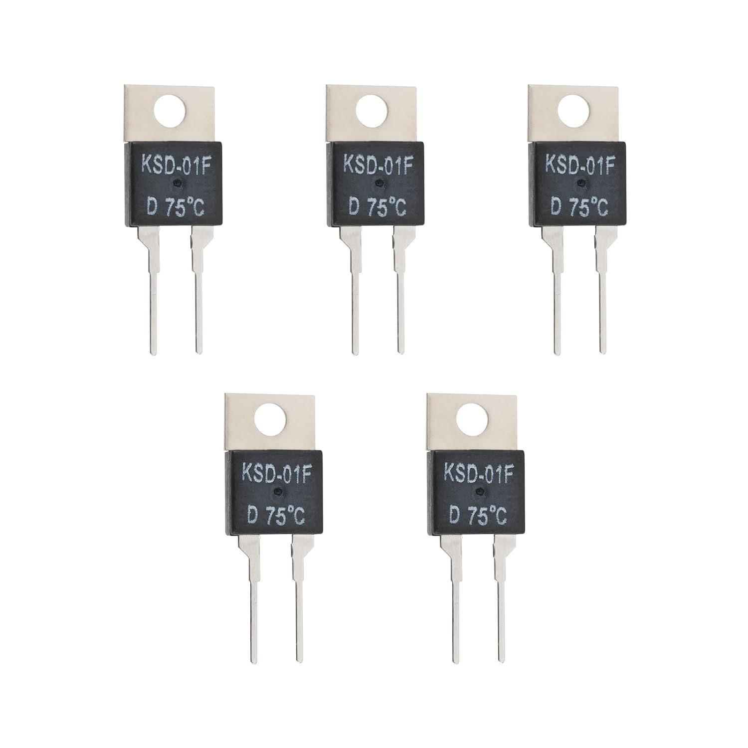 5er-pack Ksd-01f 75°c Nc Thermoschalter-thermostat-leiterplatte, Kompatibel Mit Leiterplatten, Netzteilmodulen, Gleichstromnetzteilen, Motoren, Led-treibern, Akkus