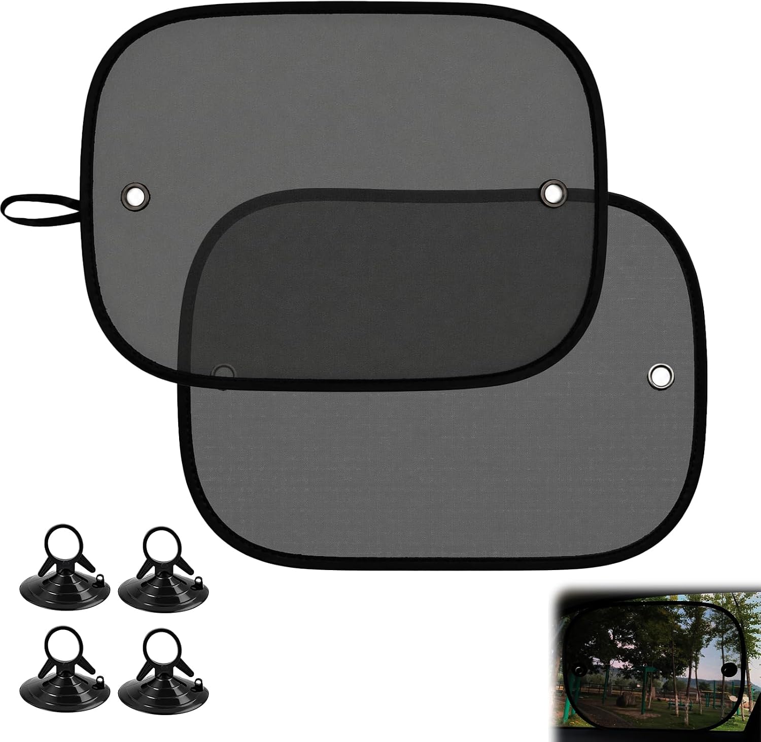 Universelle Auto-sonnenschutzblenden, Schwarz, Uni, 51 X 31 Cm, 2er-set Seitensonnenschutzblenden, Zertifizierter Uv-schutz, Transparentes Netzgewebe, Verstärkte Saugnäpfe, Einfache Montage