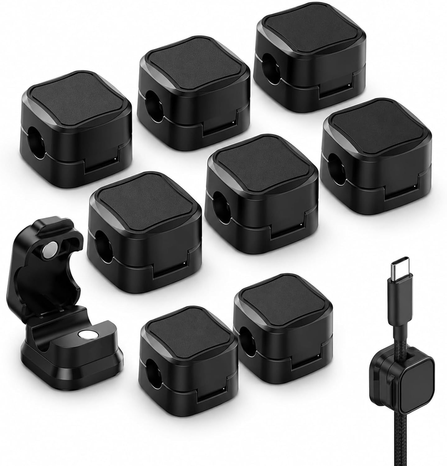 8-teiliges Euqvunn Kabelhalter-set, Magnetische Kabelorganisatoren, Kabelmanagement Für Büro Und Auto, Selbstklebende Kabelclips, Schwarz