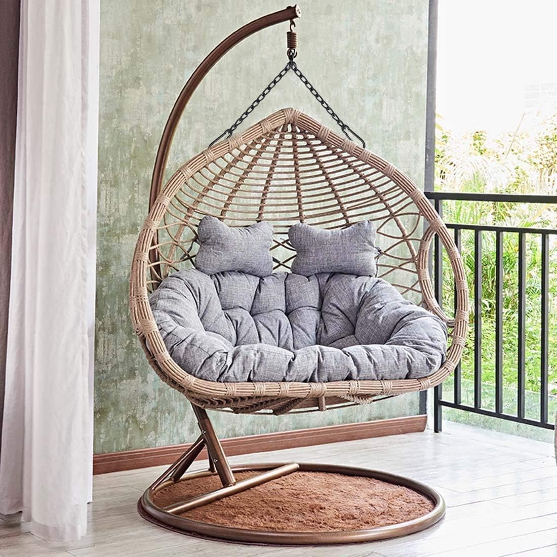 Stahlkette Für Hängesessel Mit 2 Karabinerhaken, Robustes Kettenset Für Verandaschaukeln (66 Cm)