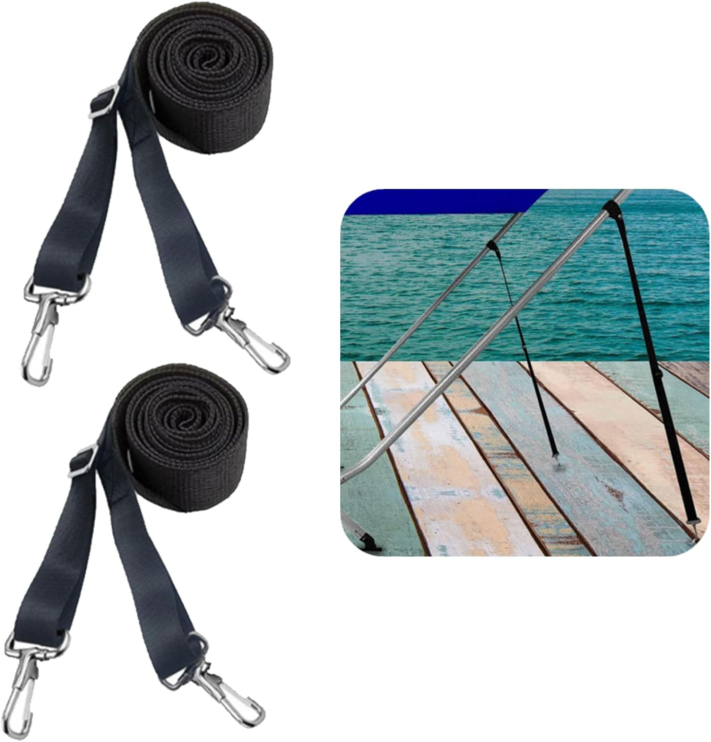 Set Mit 2 Robusten, Verstellbaren Gurten Für Bimini-bootsmarkisen (83 Bis 152,4 Cm)