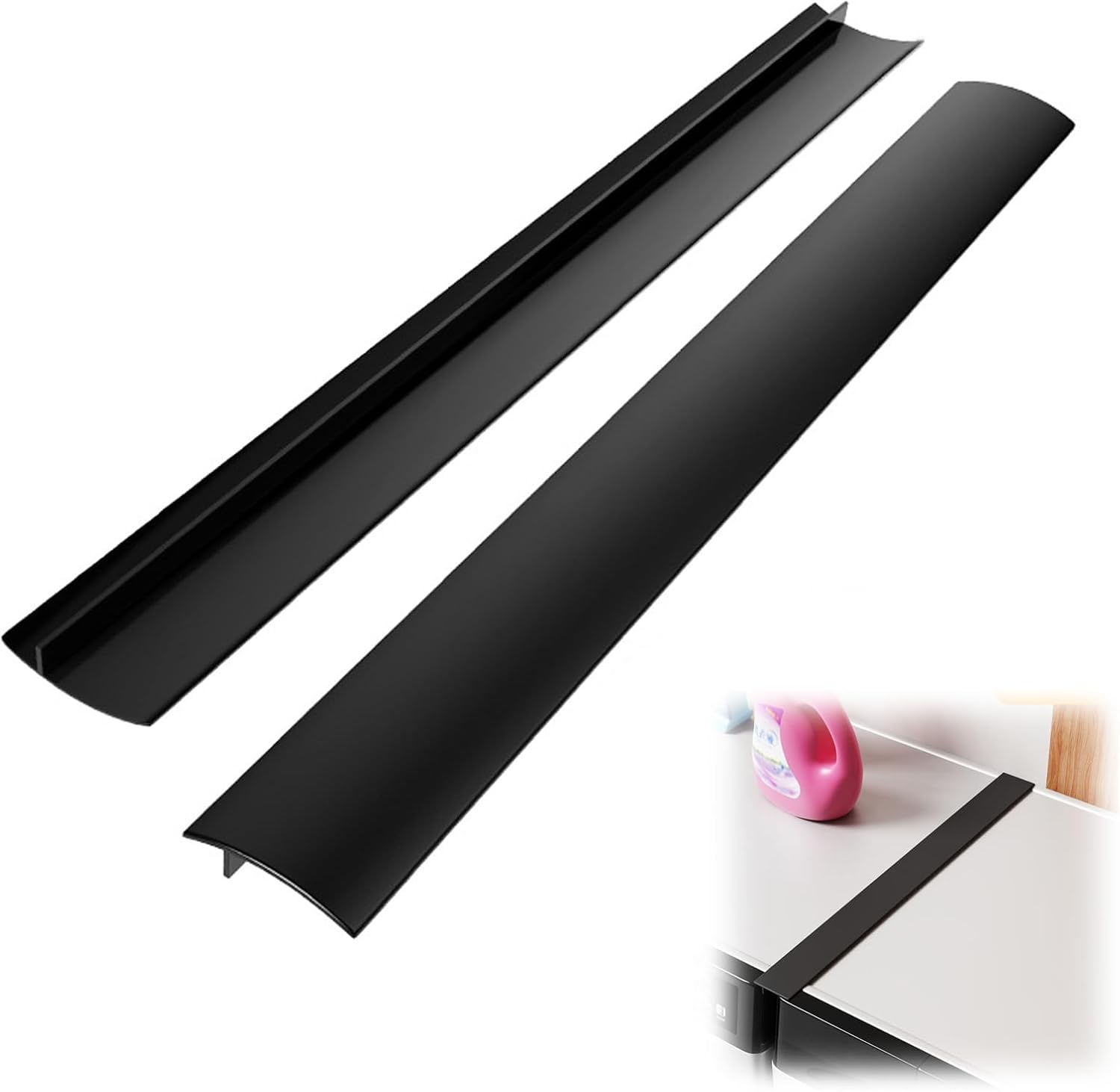 Set Mit 2 Schwarzen Silikon-ofendichtungen, 64 Cm Lang Und 5,8 Cm Breit, Spritzschutz Zum Ausfüllen Des Spalts Zwischen Arbeitsplatten, Verstellbar, Leicht Zu Reinigen