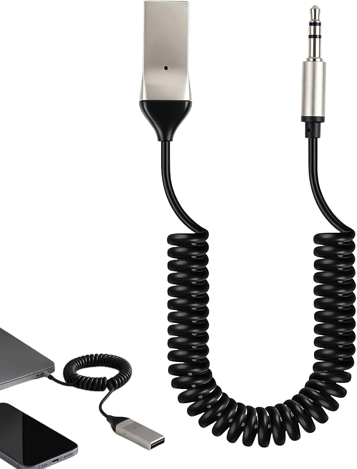 Bluetooth 5.2 Auf 3,5-mm-klinkenadapter Für Auto- Und Audiosysteme, Drahtloser Audioempfänger Mit Usb-anschluss, Freisprechfunktion, Mehrpunktverbindung, Kompatibel Mit Lautsprechern Und Verstärkern