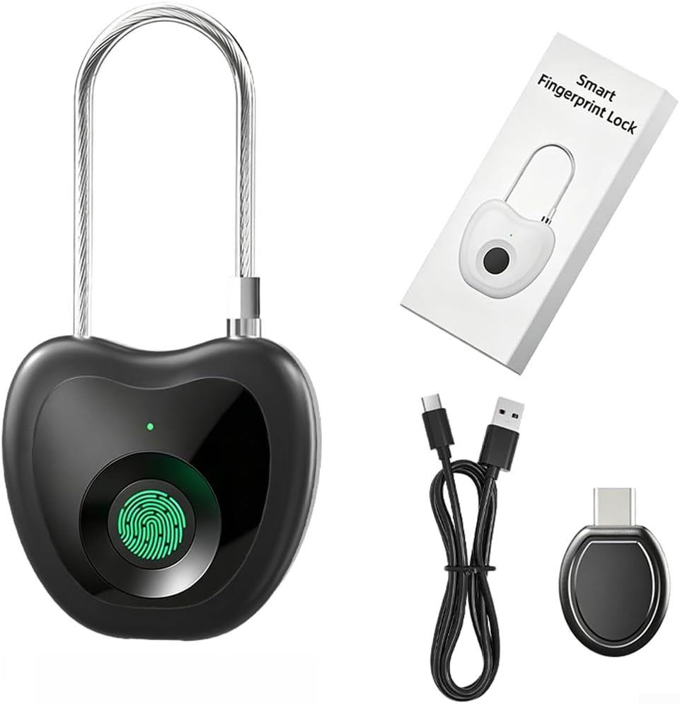 Wiederaufladbares, Schlüsselloses Biometrisches Reiseschloss Mit Usb-c-anschluss (schwarz)