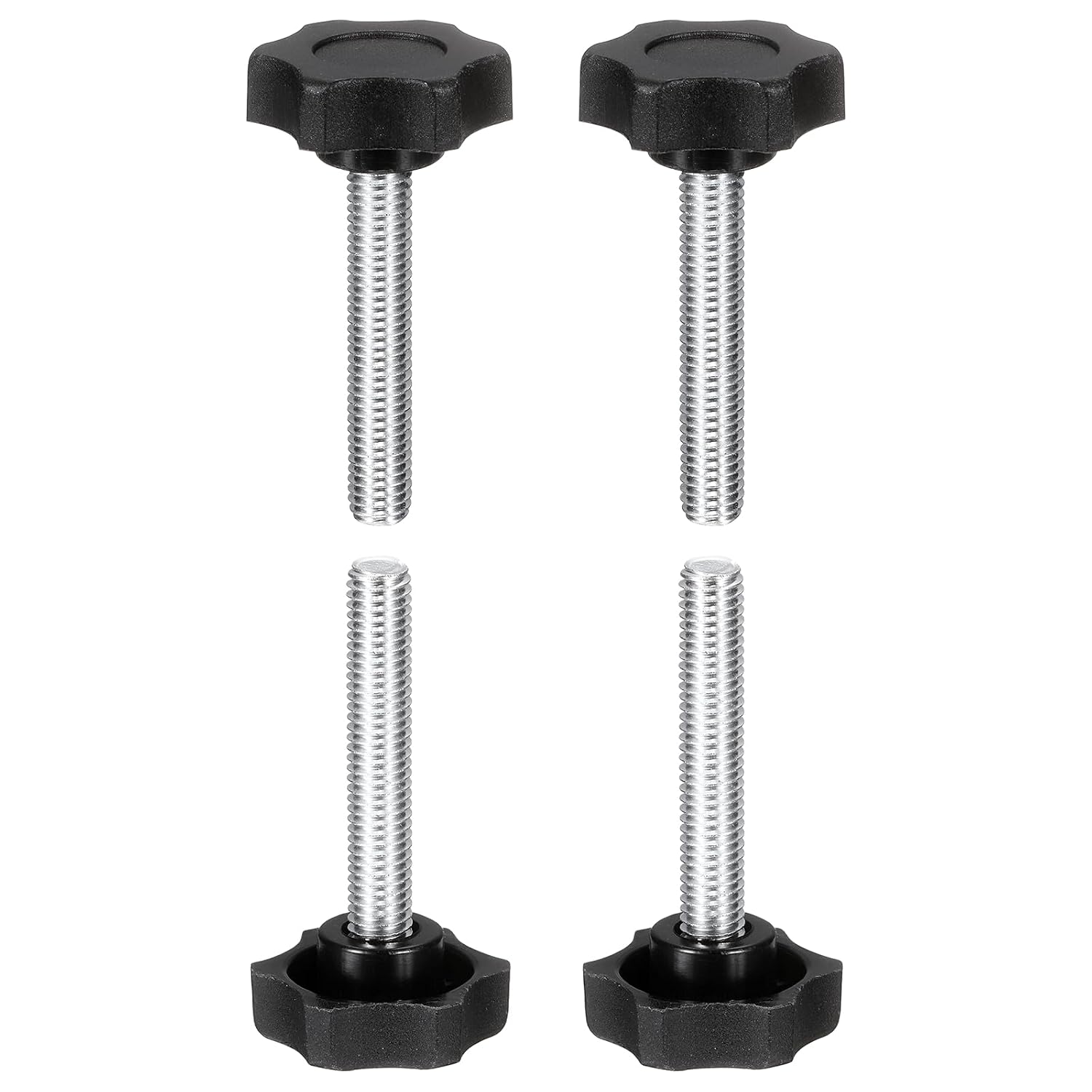 4 Stück Sterngriffe M8 X 45 Mm (1,25 Mm Steigung) Außengewindestangen Aus Metrischem Kohlenstoffstahl, Manuelle Anzugsschrauben, Gewindebolzen Für Holzbearbeitungsvorrichtungen, Schwarz