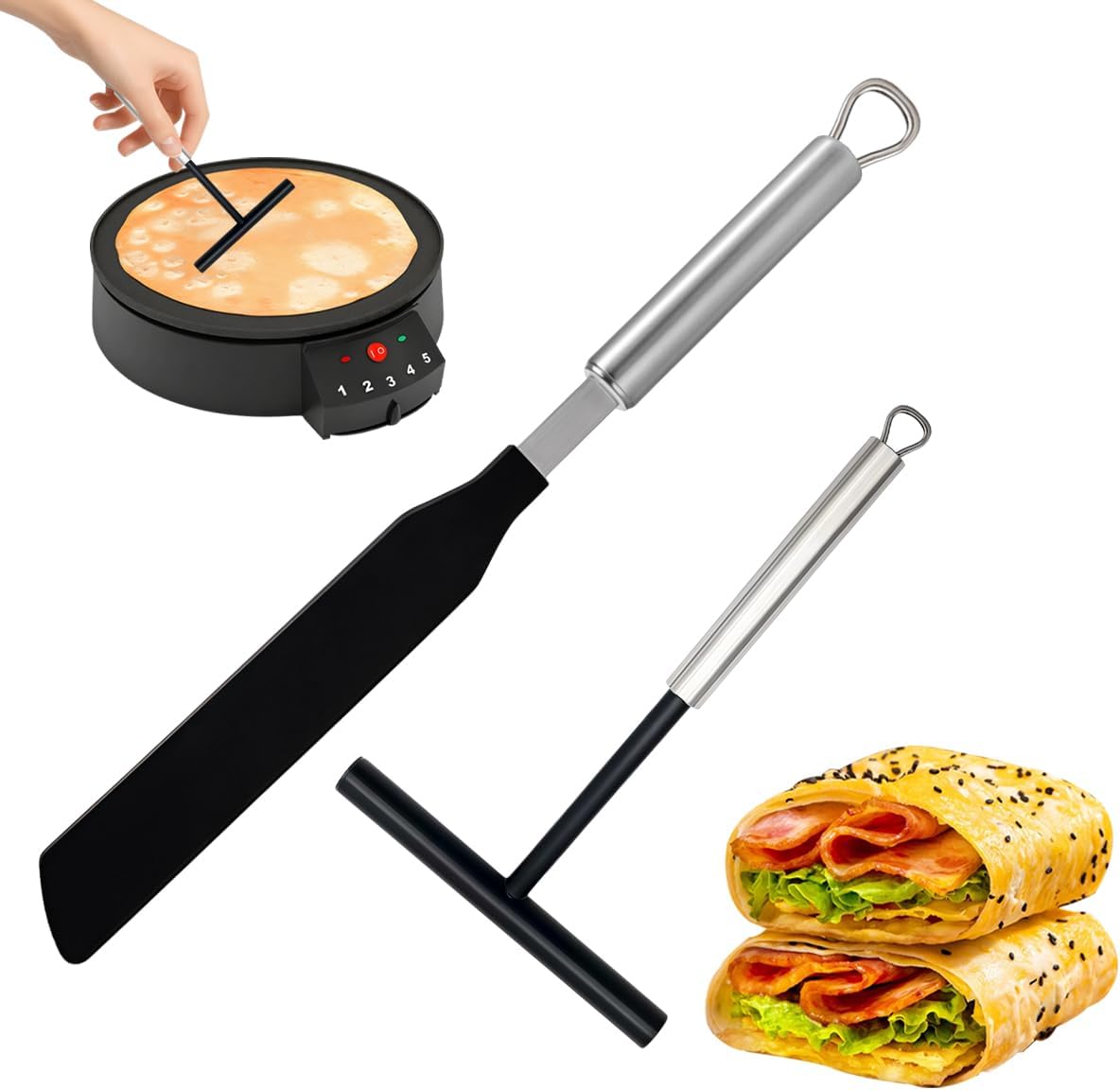 2-teiliger Crêpe-spatel Aus Edelstahl, Edelstahl