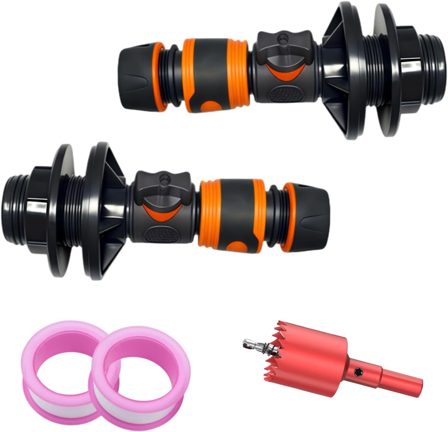 Set Aus 2 Regenwassertankrohren Mit 3/4" (16 Mm) Außengewinde-absperrventil, Schnellkupplung, Wassertankanschluss, Wassertankdichtung