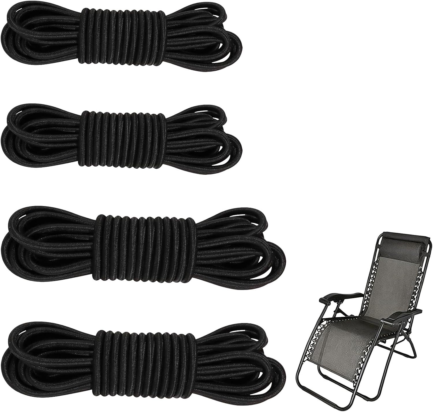 Stück Universelle Elastische Kordel Als Ersatz, Ersatzkordel Für Zero Gravity Relax Chair, Elastische Stuhlschnüre Für Terrassenstühle (schwarz)