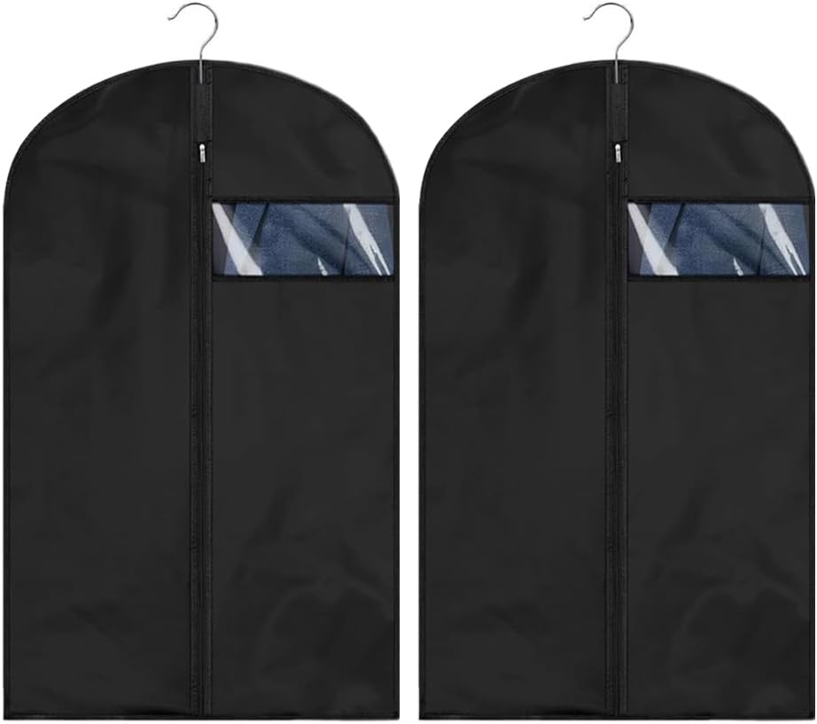 2-teiliges Set: Faltbare Und Waschbare Kleidersäcke, Staubdichte Kleidersäcke Mit Sichtfenster, Schwarzer Kleidersack Mit Reißverschluss Für Anzugjacken (100 X 60 Cm)