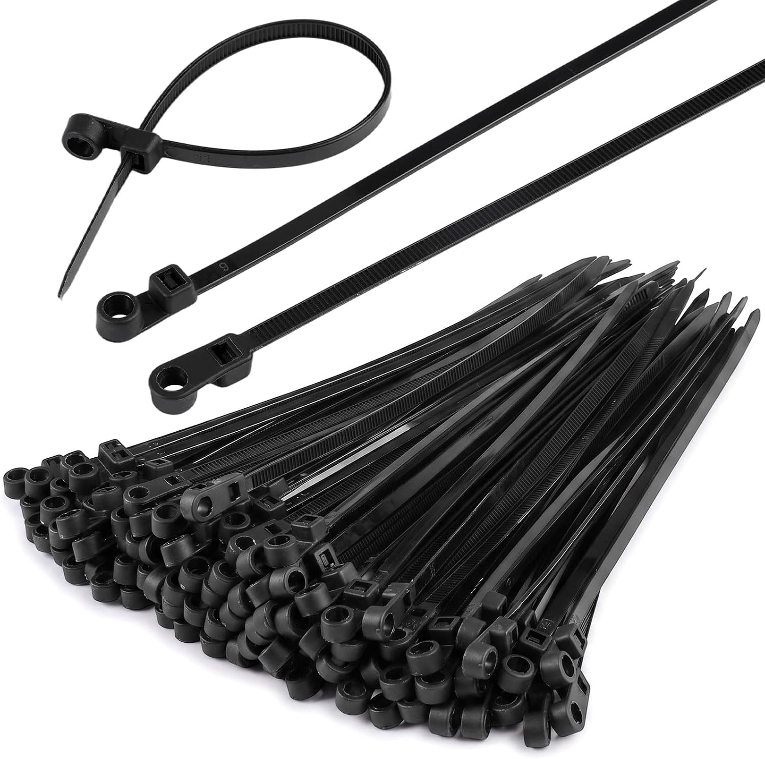 100 Stück Schwarze Kabelbinder, 200 X 4,8 Mm Nylon-kabelbinder