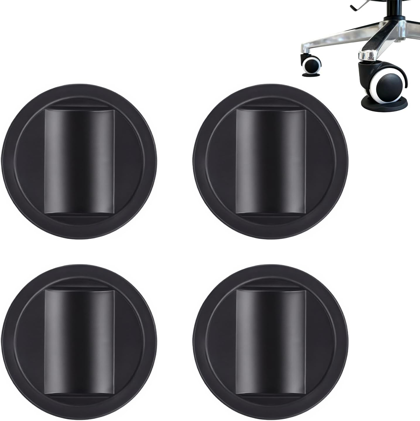Set Mit 4 Rutschfesten Möbelgleitern, Schwarze Gummikappen, Ø 8,5 Cm, Dicke 1,2 Cm, Innenmaße 5,7 X 3,7 Cm, Bodenschutz Für Rollen Von Sofas, Betten, Sesseln Und Stühlen