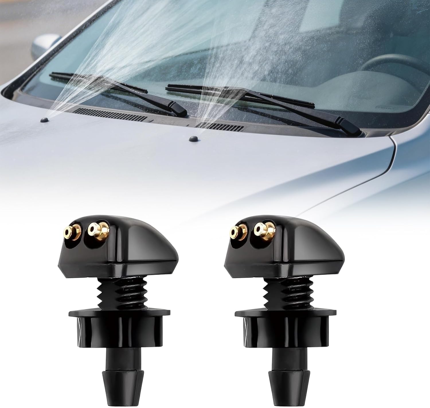 2 Stück Universelle Frontscheibenwaschdüsen, Scheibenwaschdüsen Für Autos, Sprühdüsen Für Scheibenwischer, Geeignet Für Fahrzeugteile Mit 8-mm-anschluss