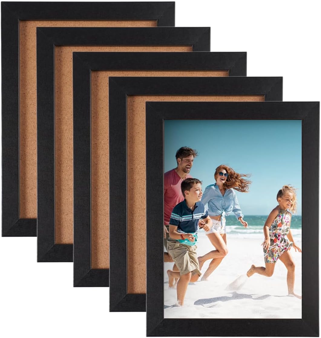 Set Mit 5 Schwarzen Bilderrahmen, 13 X 18 Cm, Schwarze Holz-fotorahmen, 5 X 7 Zoll