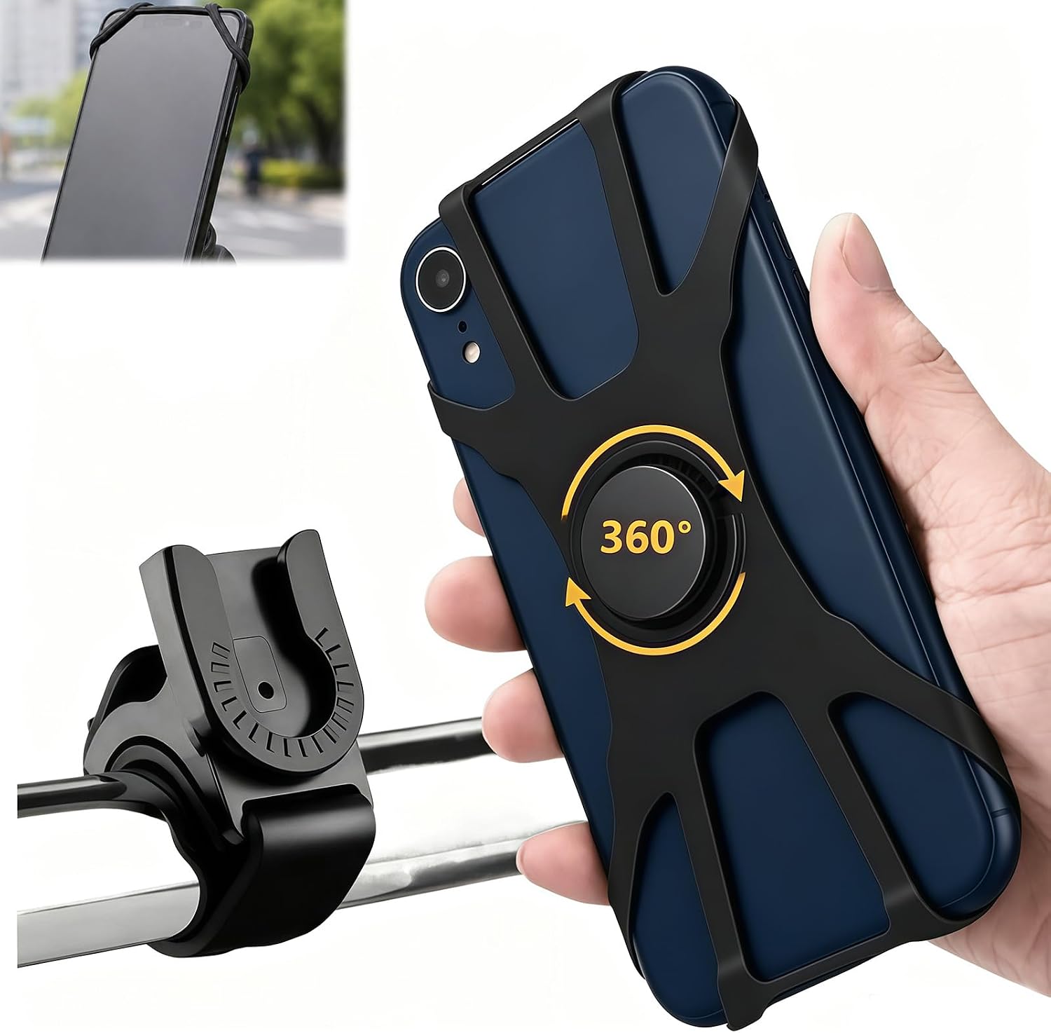 Universelle Handyhalterung Für Fahrräder Und Motorräder – Robuste Lenkerhalterung Mit Stoßdämpfung, 360°-drehung, Einfache Werkzeuglose Montage, Kompatibel Mit Smartphones Von 4" Bis 7,5".
