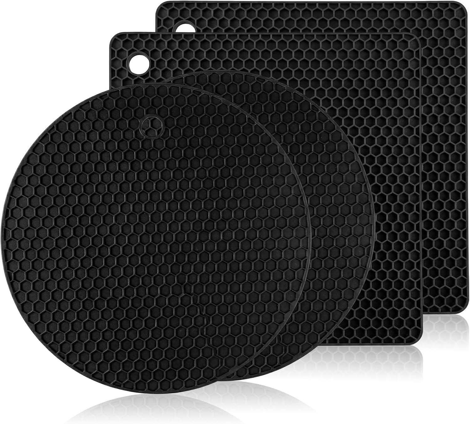 4-teiliges Set Hitzebeständiger Silikonuntersetzer, 18 X 18 Cm