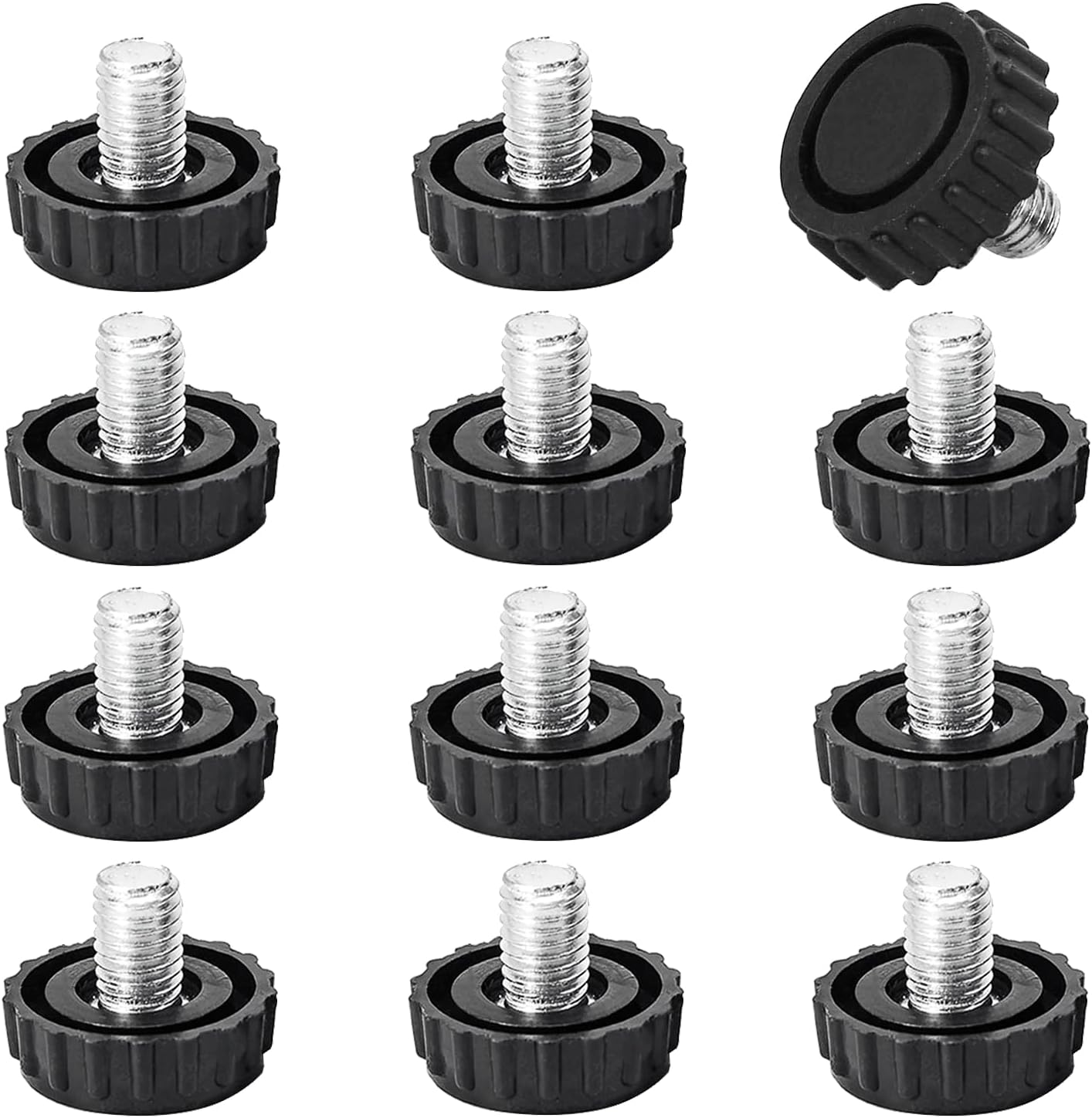 Set Mit 12 Verstellbaren Möbelfüßen Mit M8-gewinde, Runden Gummifüßen, Schutzbasis Für Hocker, Waschmaschinen Und Tische