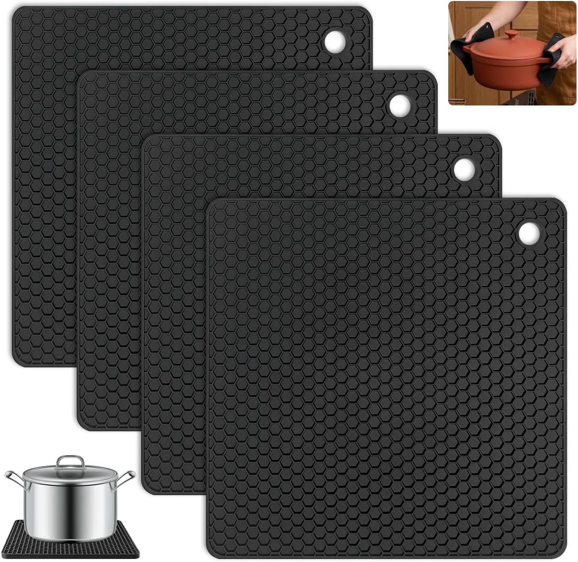 4-teilige, Vielseitig Einsetzbare, Strapazierfähige Trockenmatte, 18 Cm