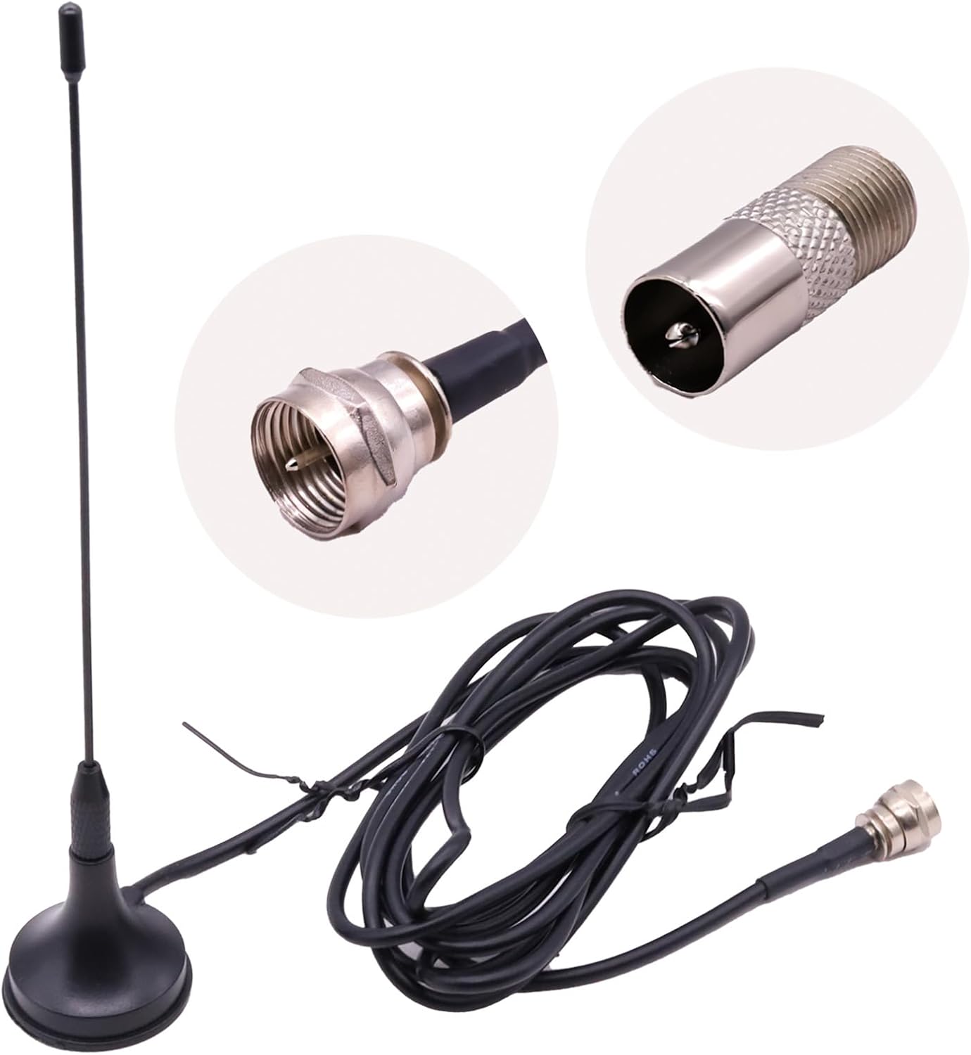 Tragbare Hd-tv-antenne – August Dta180 – Leistungsstarke Antenne Mit Magnetfuß Für Küche, Auto, Schlafzimmer – Inklusive 1,5 M Koaxialkabel Für Verbesserten Digitalen Empfang