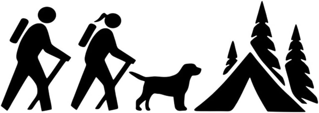 Setzen Sie Ein Statement Mit Einem Paar Aufklebern Mit Wanderern Und Hund Für Ihr Campingzelt Oder Auto.