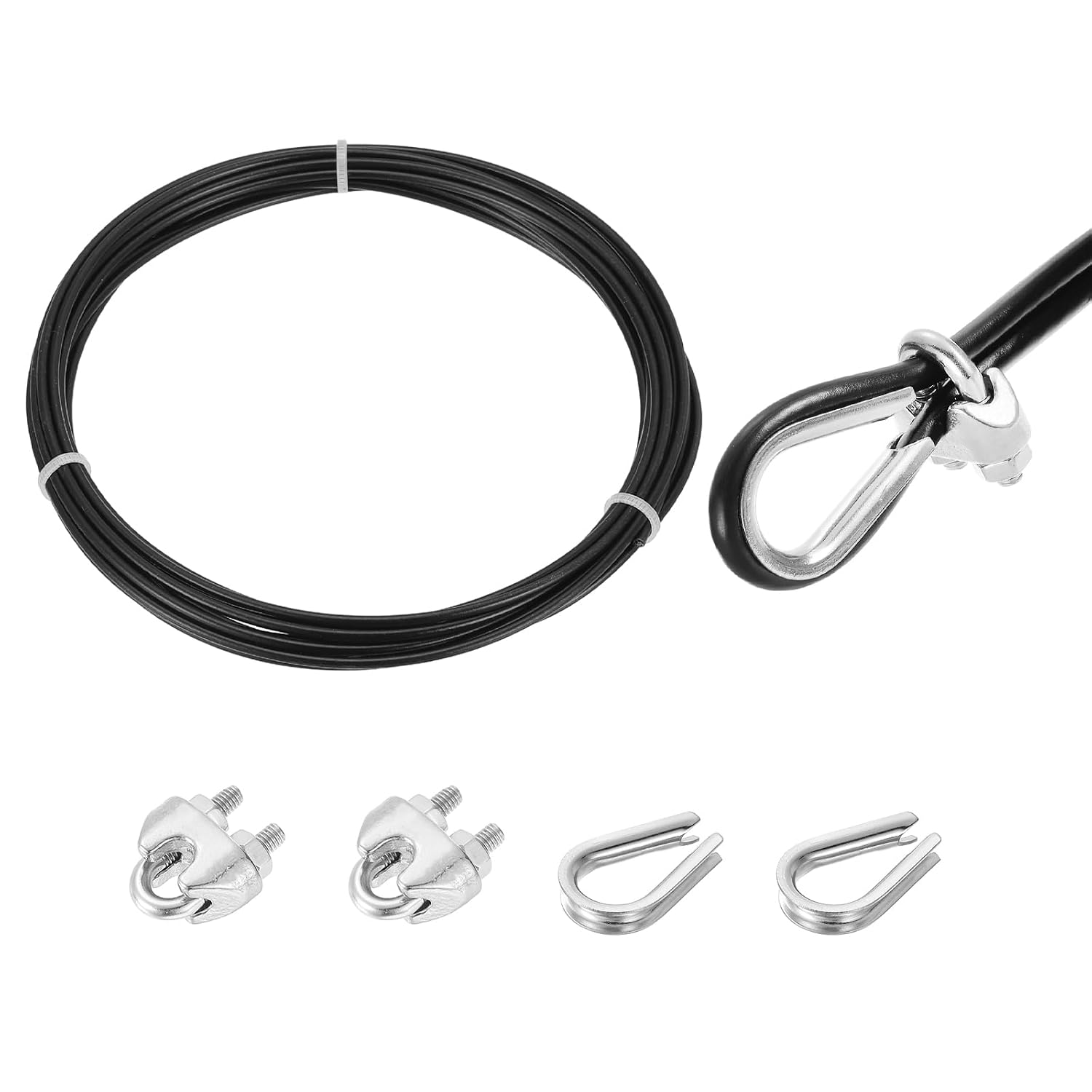 M Langes Kabel Aus Edelstahl 304, 2 Mm Schwarze Vinylbeschichtung