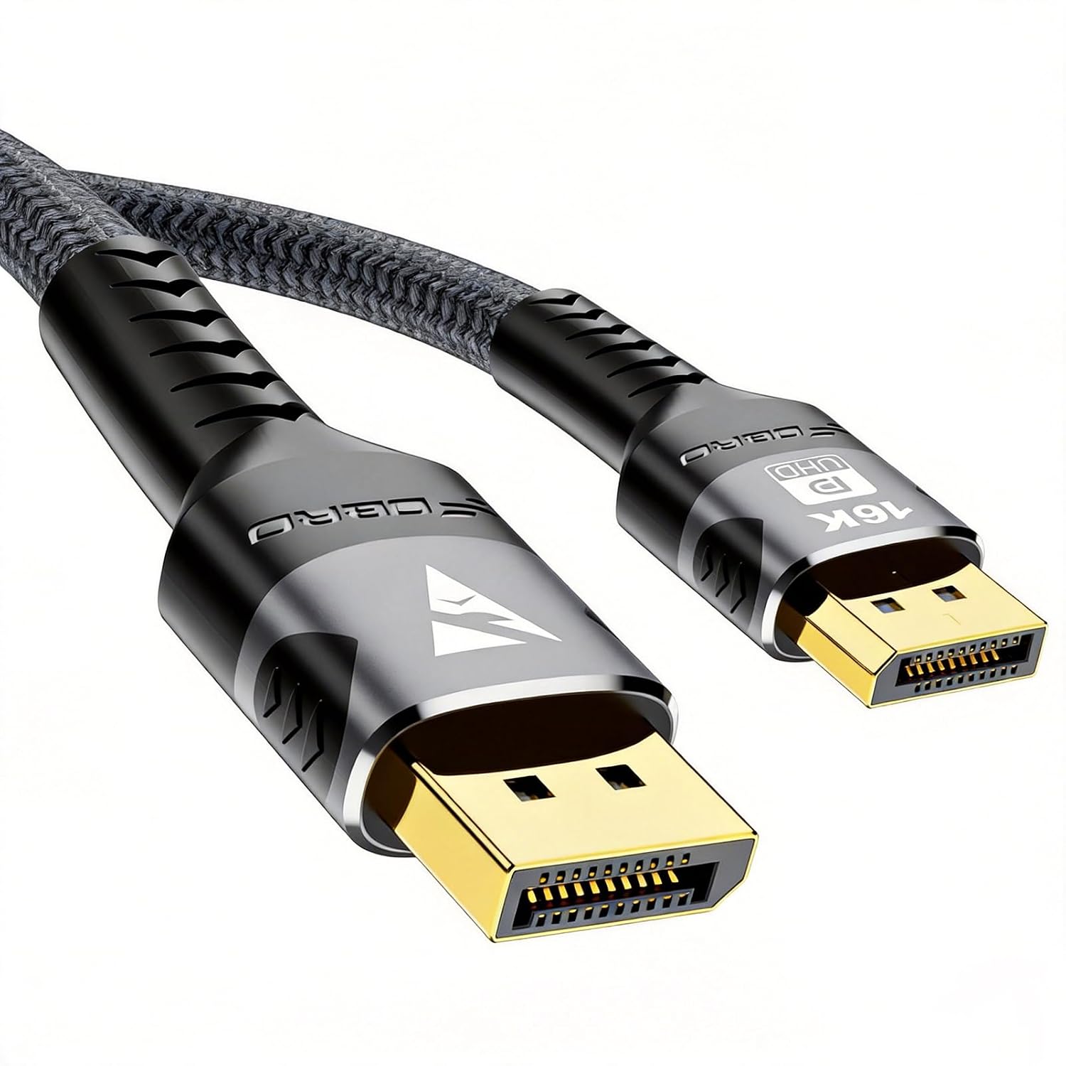Displayport 2.1-kabel, 80 Gbit/s, 16k@60hz, 2 M Dp-zu-dp-kabel Für 16k- Und 8k-monitore, Gaming-pcs, Grafikkarten, Bildschirme Mit Hoher Bildwiederholfrequenz, Geflochtener Nylonmantel Und Aluminiumst