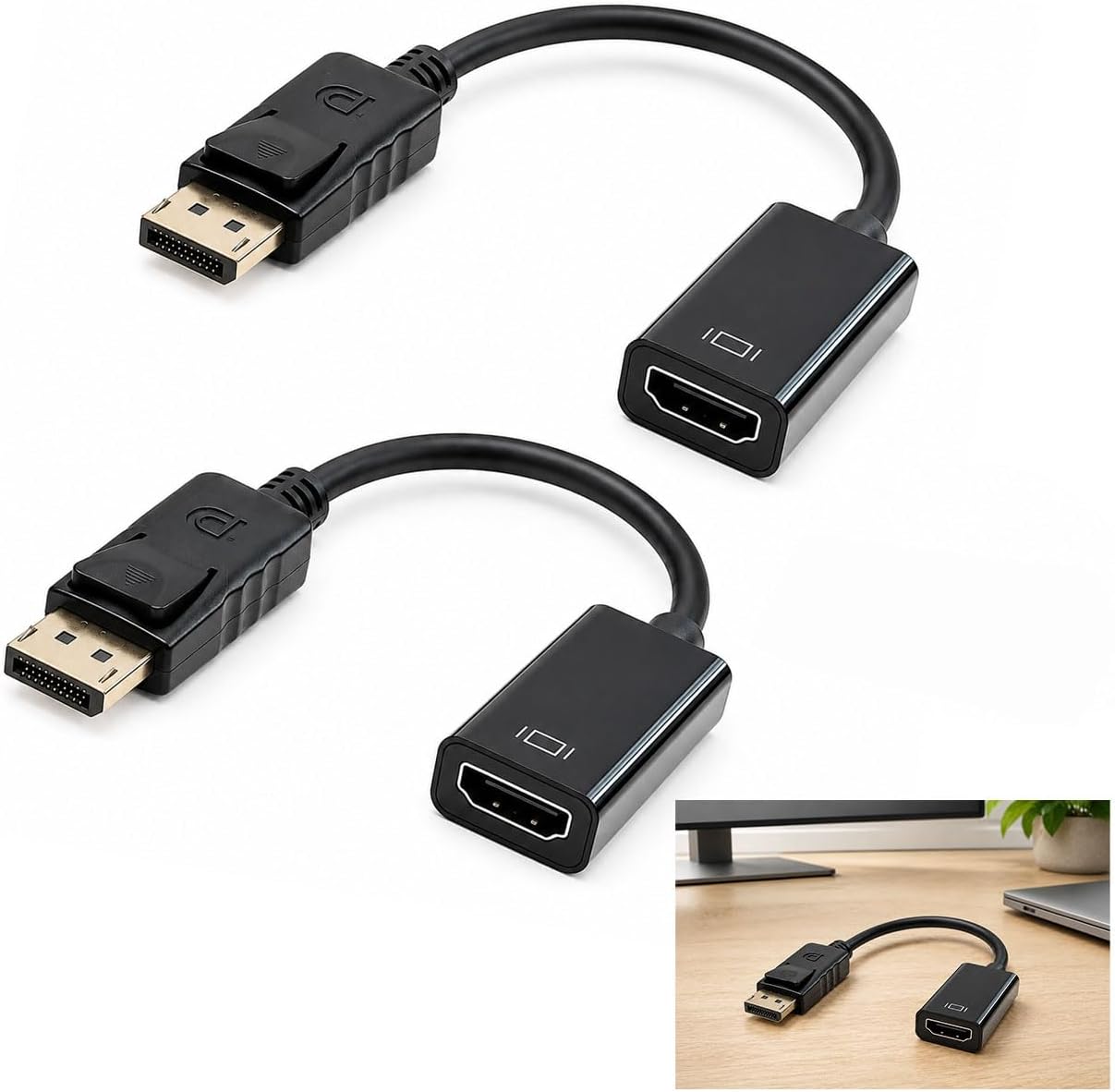 2-teiliger Displayport-zu-hdmi-4k-adapter, Dp-stecker Auf Hdmi-buchse-konverter Mit Audio, Dp-zu-hdmi-adapter Für Pc, Laptop, Fernseher, Projektor Und Monitor