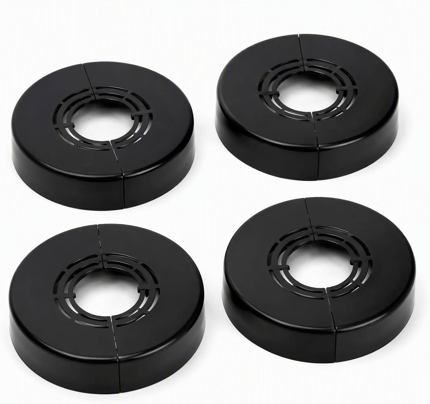 4-teiliges Set Schwarzer Abs-duscharmaturrosetten, Rohranschlussrosette, Rohrabdeckung Für Mischbatterie Und Duscharmatur, Verstellbare Abdeckrosette 21/25/33 Mm, Dekorative Abdeckung