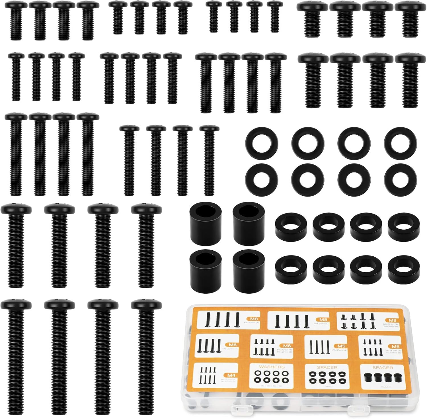 Tv-befestigungsschrauben, Universelles Tv-befestigungsschrauben-set, 68-teilig, M4/m5/m6/m8/unterlegscheiben/abstandshalter, Montage-set Für Fernseher Und Monitore, Passend Für Geräte Bis Zu 80 Zoll