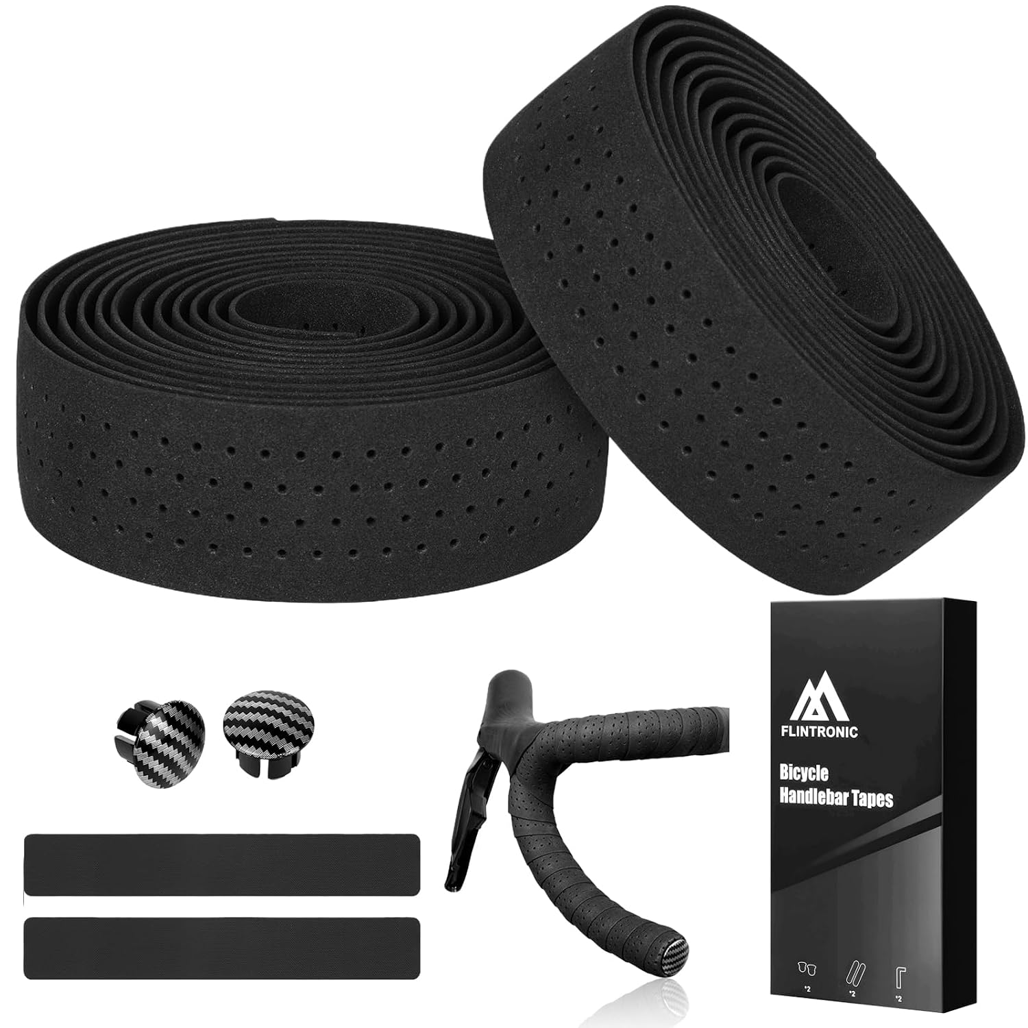 Set Mit 2 Fahrradlenkerbändern – Rutschfest Und Stoßdämpfend – 210 X 3 Cm, Schwarz
