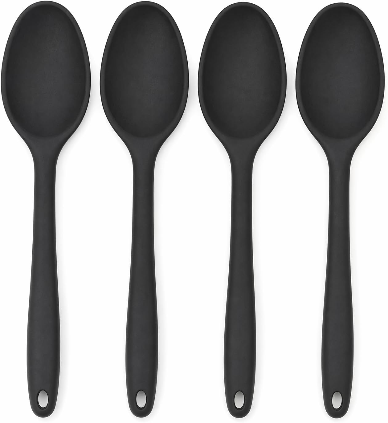 4er-set Silikonlöffel, Antihaftbeschichtet, Servierlöffel Zum Mischen, Kochen Und Servieren, Hitzebeständige Küchenutensilien Aus Silikon Für Alle Arten Von Speisen, Schwarz