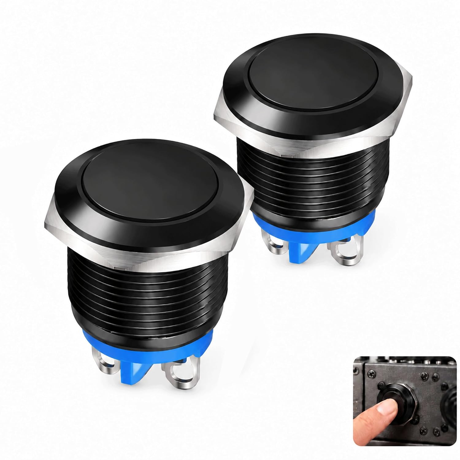 2-teiliger 22-mm-momenttaster, Ip65 Wasserdicht Mit Schraubklemmen, Gehäuse Aus Aluminiumlegierung, Steuerknopf Für Auto, Motorrad, Elektrische Geräte Und Außeneinsatz