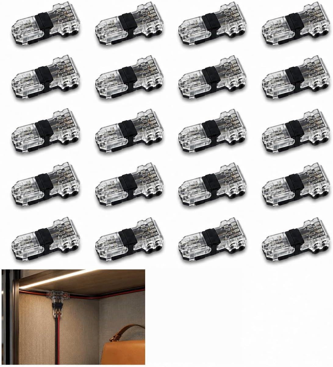 20 Stück Wasserdichte 2-polige T-verbinder Für Elektrische Kabel Von 18-22 Awg, Lötfreie Wasserdichte Elektrische Verbinder, Schnellverbinder Für Leds, Kfz- Und Elektroinstallationen