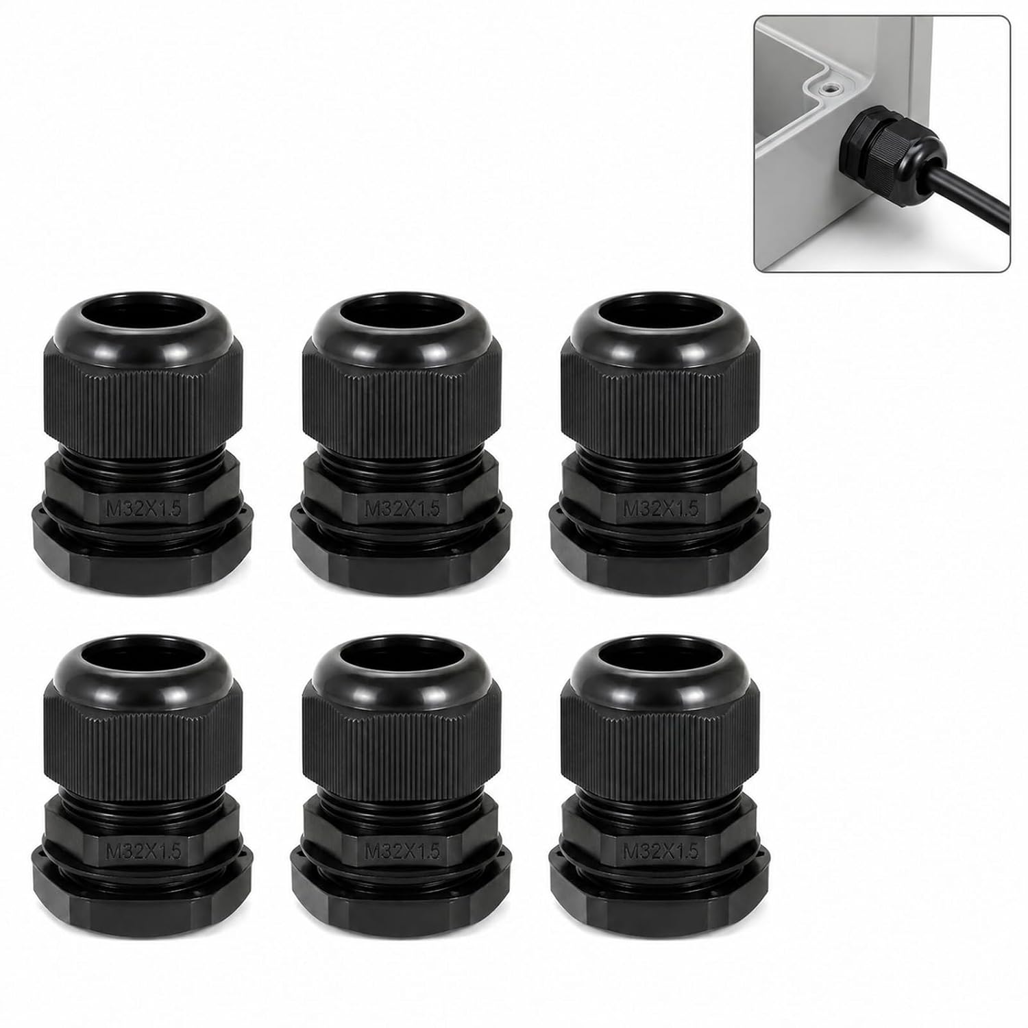 Stück Wasserdichte Kabelverschraubungen M32, Schwarz, Wasserdicht Ip65, Nylon Pa Mit Kontermutter Und Dichtung, Wasserdichte Kabeltülle Für 16–21 Mm Kabel, Anschlussdose Und Schaltschrank